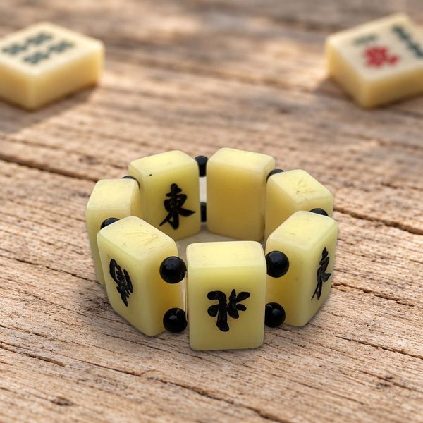 Bracelet Les Vents, tuiles de mahjong anciennes