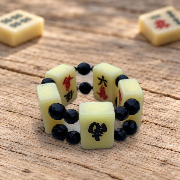 Bracelet Six, tuiles de mahjong anciennes